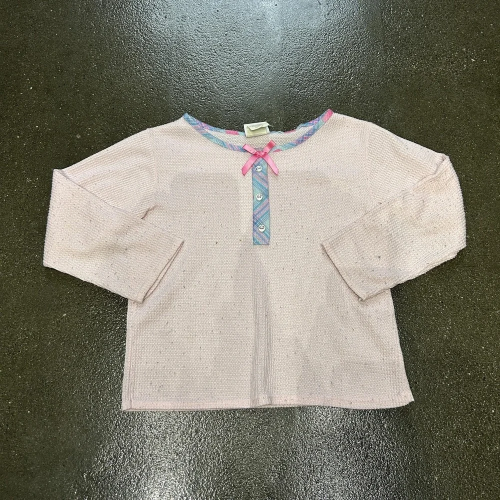 Expressions‎ Shirt Girls 10 Pink Waffle Knit Thermal Long Sleeve Sleep Top